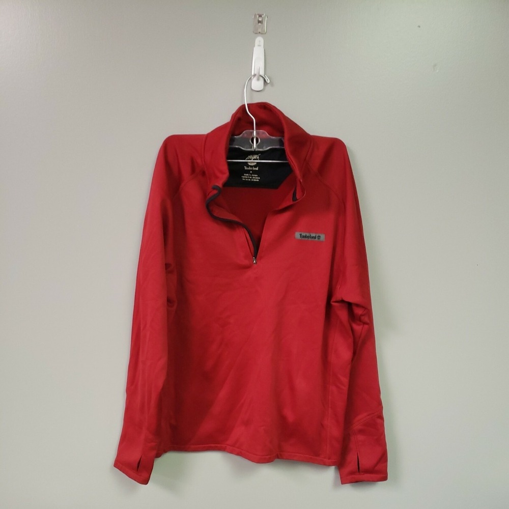 Timberland Pullover  size medium red 3/4 zip thumb keyhole Women's